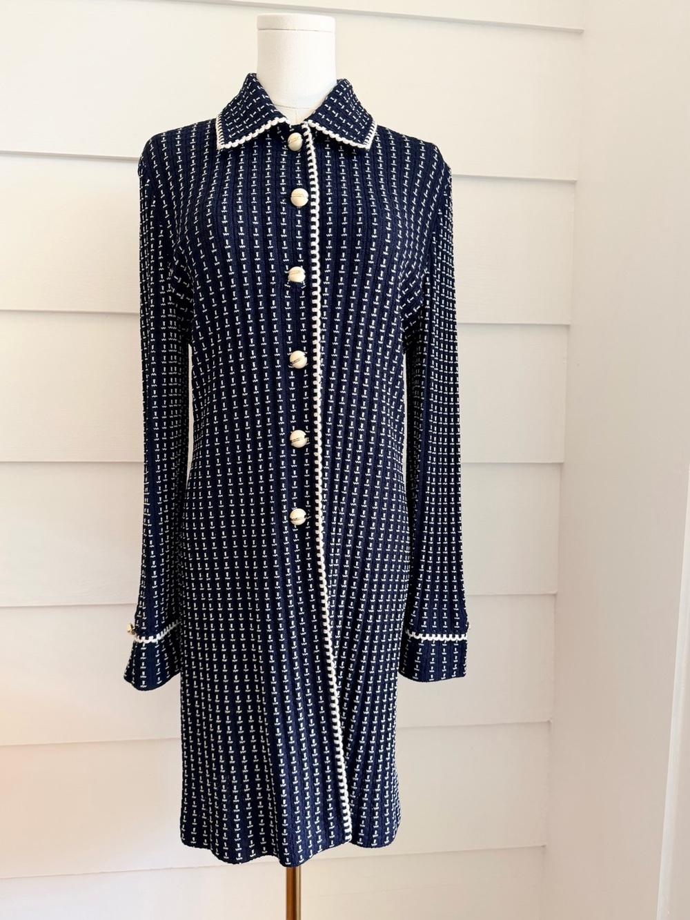 Vintage St. John Collection by Marie Gray Navy Knit Coat size 8